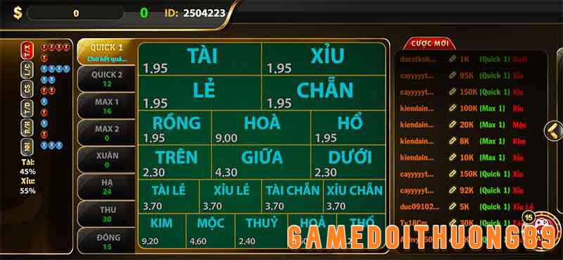 Bàn cược Game đổi thưởng Keno