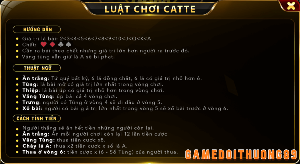 Luật chơi bài Catte