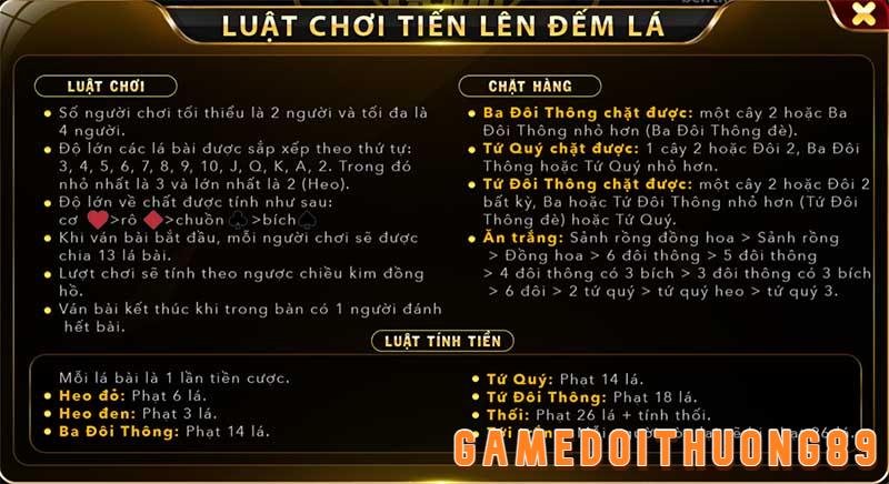 Luật chơi tiến lên đếm lá