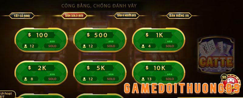 Bàn chơi game bài đổi thưởng Catte