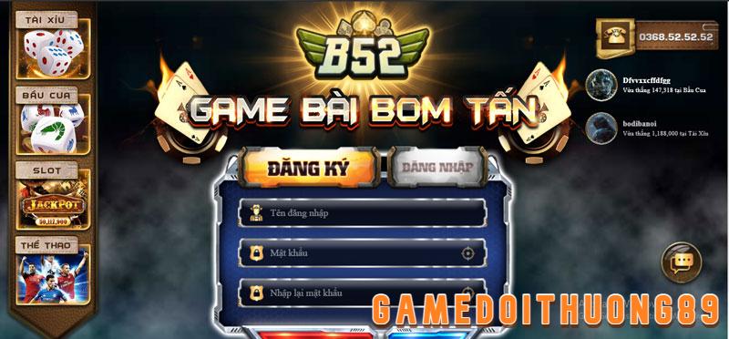 Giao diện cổng game đổi thưởng B52