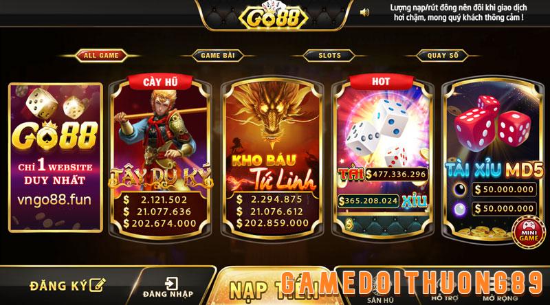 Kho tàng game đồ sộ tại Go88