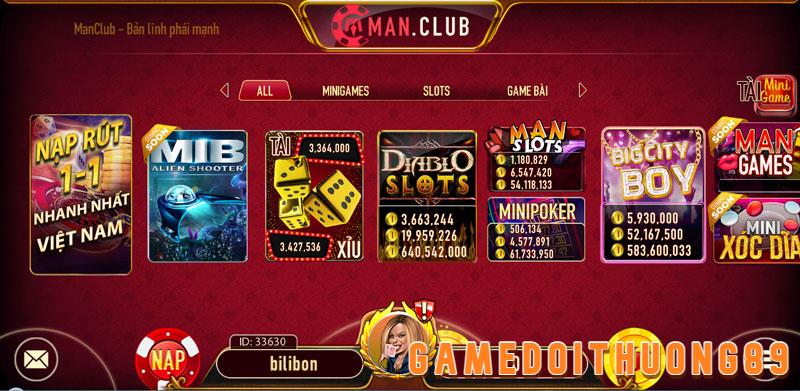 Cổng game đổi thưởng Manclub đa dạng trò chơi