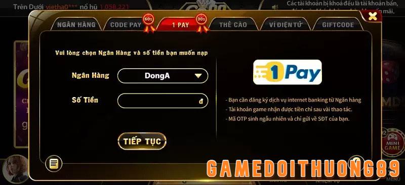 Nạp và rút tiền tại Go88